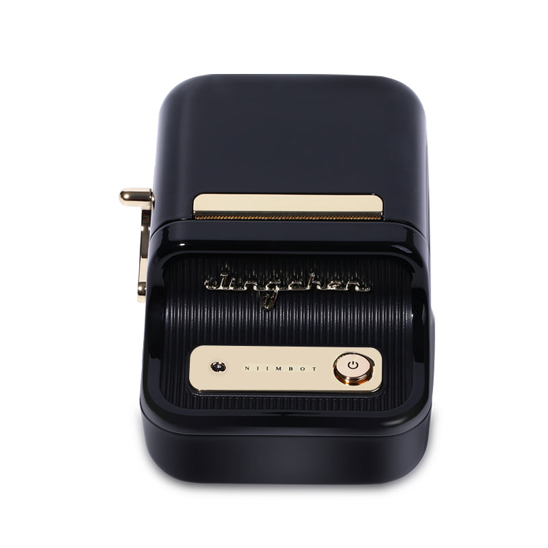 NIIMBOT B21 label printer in black, front view