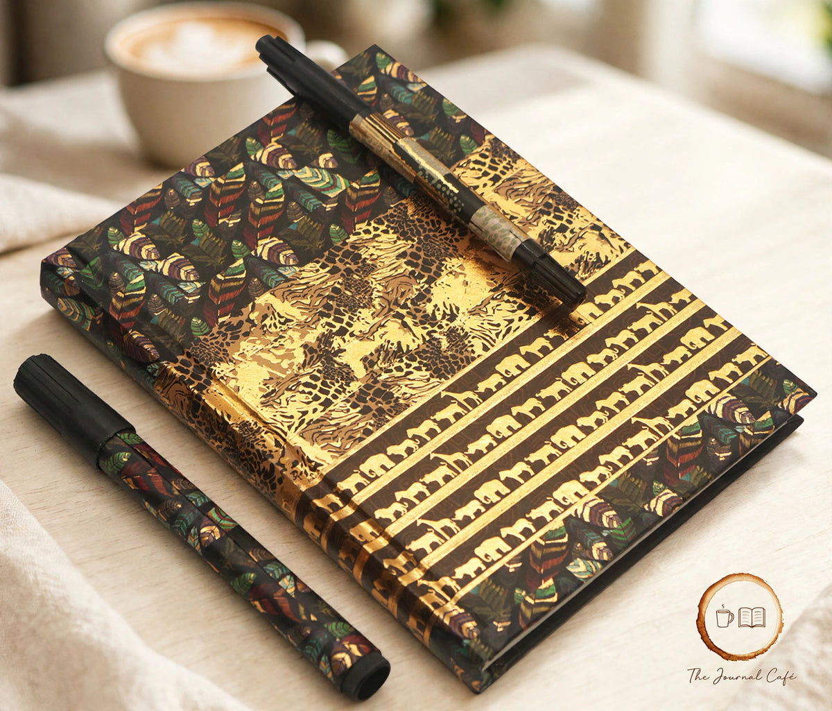 Animal washi tape set — product photo 6 styled on a cream café table, The Journal Café