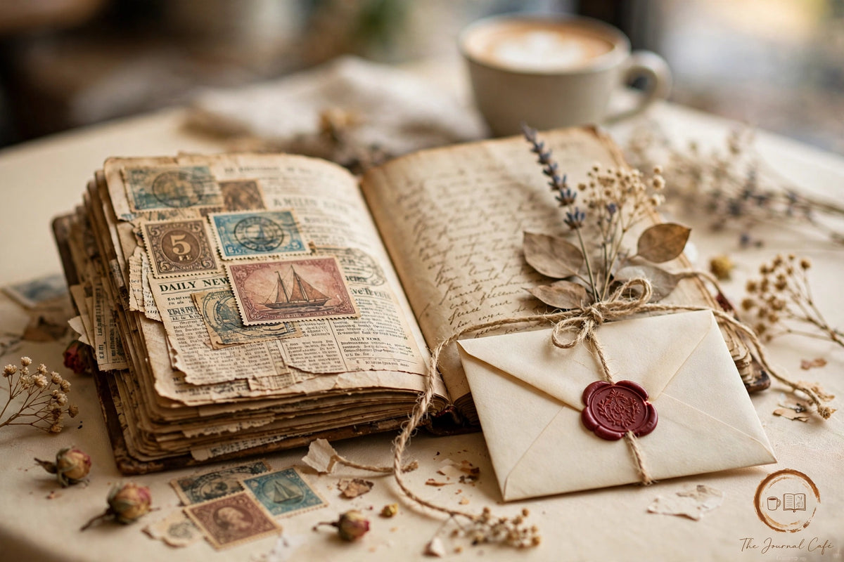 Vintage Junk Journal Bar collection cover, The Journal Café