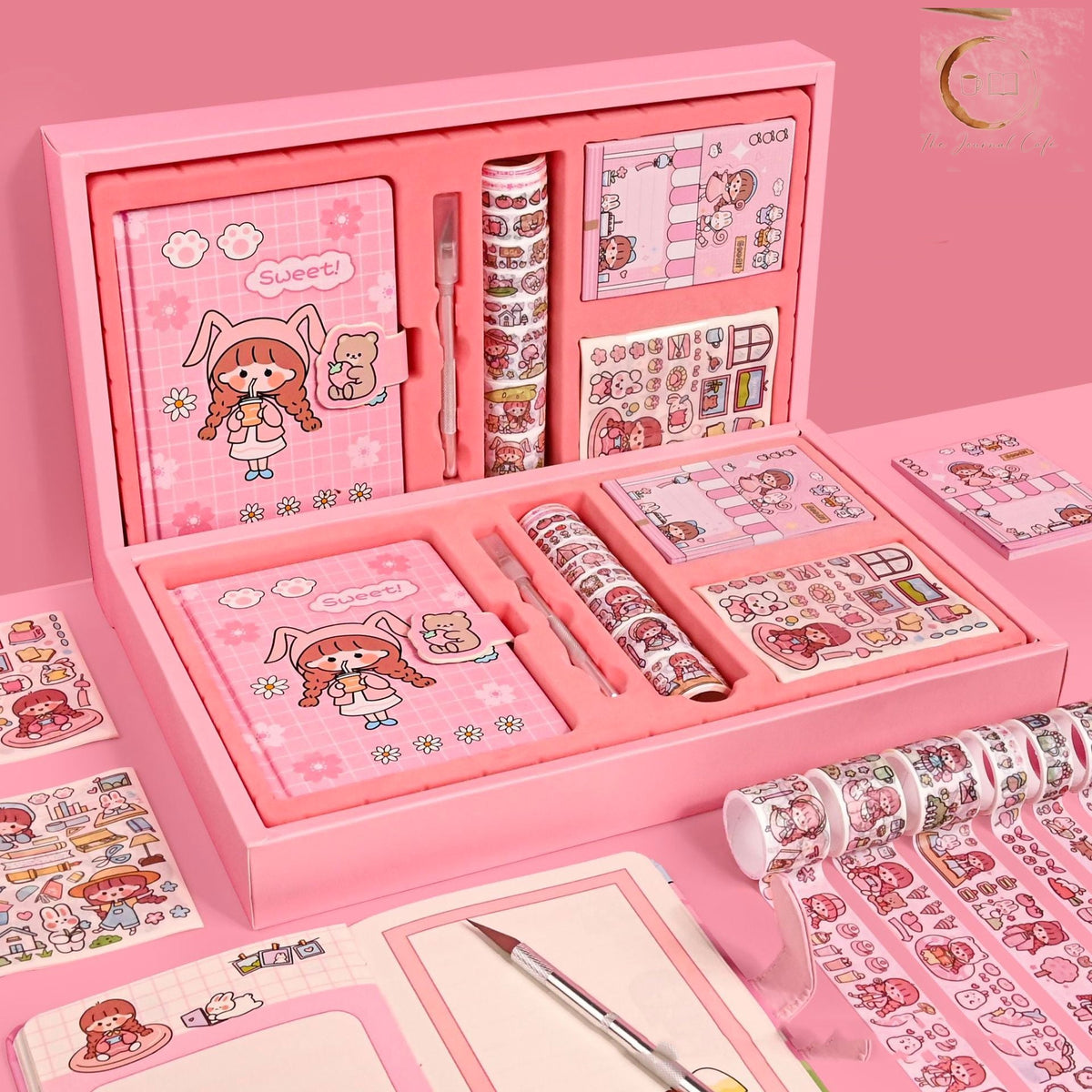 The Cozy Days kawaii gift set, journal tape and sticker box, The Journal Cafe