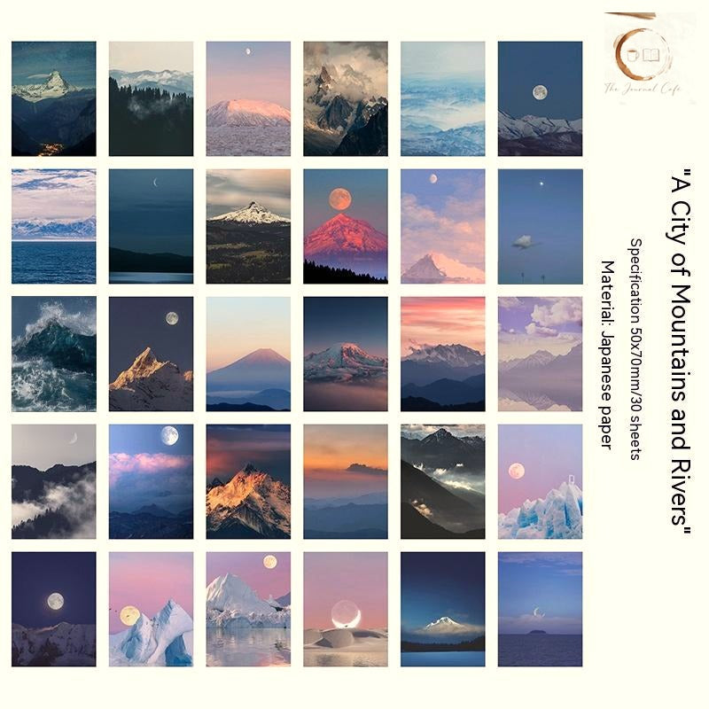 Daydream Deco sticker set, mountain landscape sticker sheets, The Journal Cafe