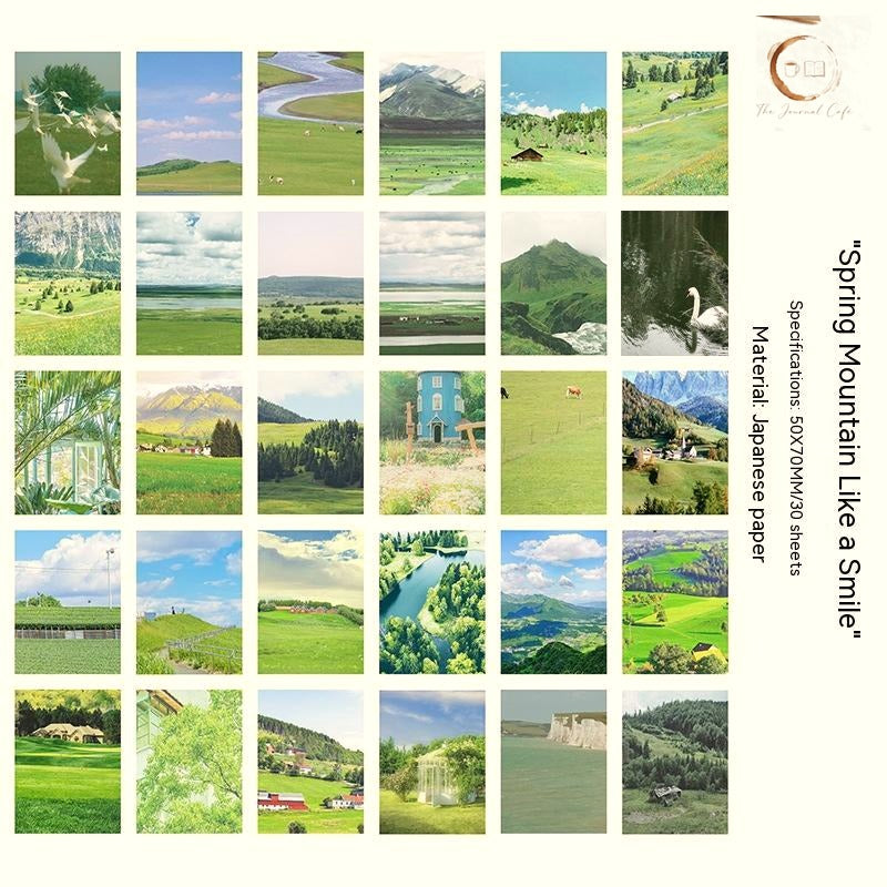 Daydream Deco sticker set, spring mountain landscape sticker sheets, The Journal Cafe