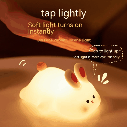 Squishy Bunny Night Light glow pulsing softly