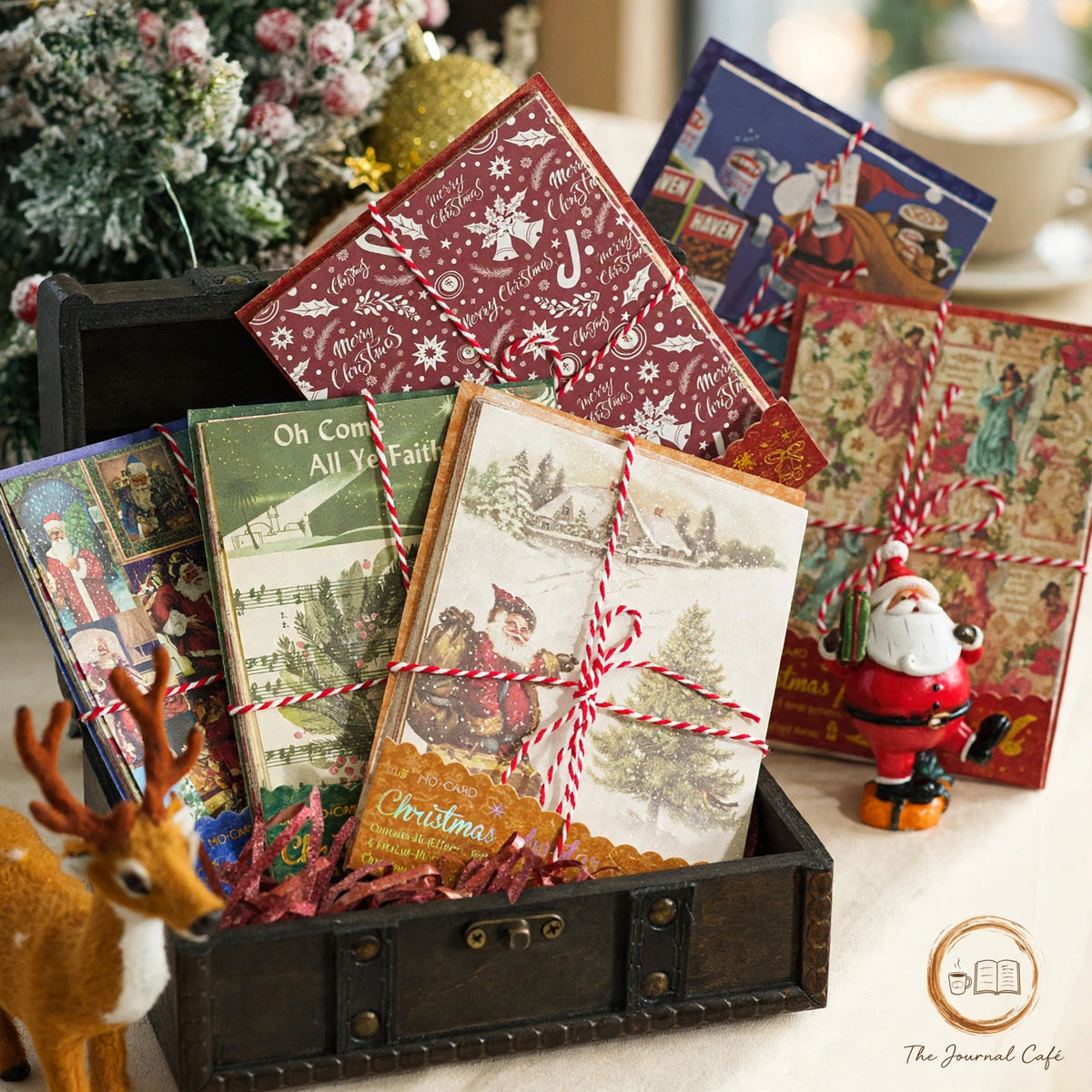 Christmas DIY journal sheets — product photo 2 styled on a cream café table, The Journal Café