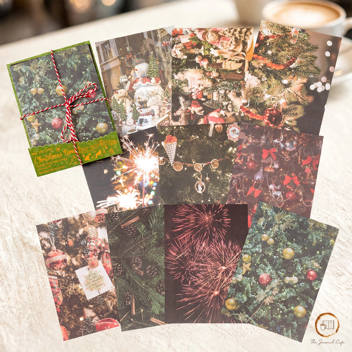 Christmas DIY journal sheets — product photo 11 styled on a cream café table, The Journal Café