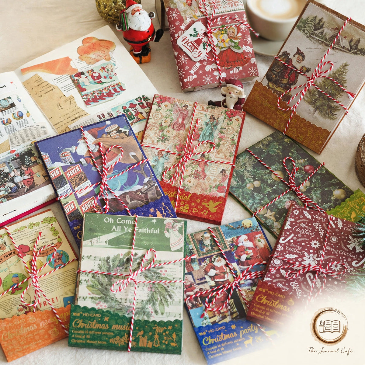 Christmas DIY journal sheets — product photo 3 styled on a cream café table, The Journal Café