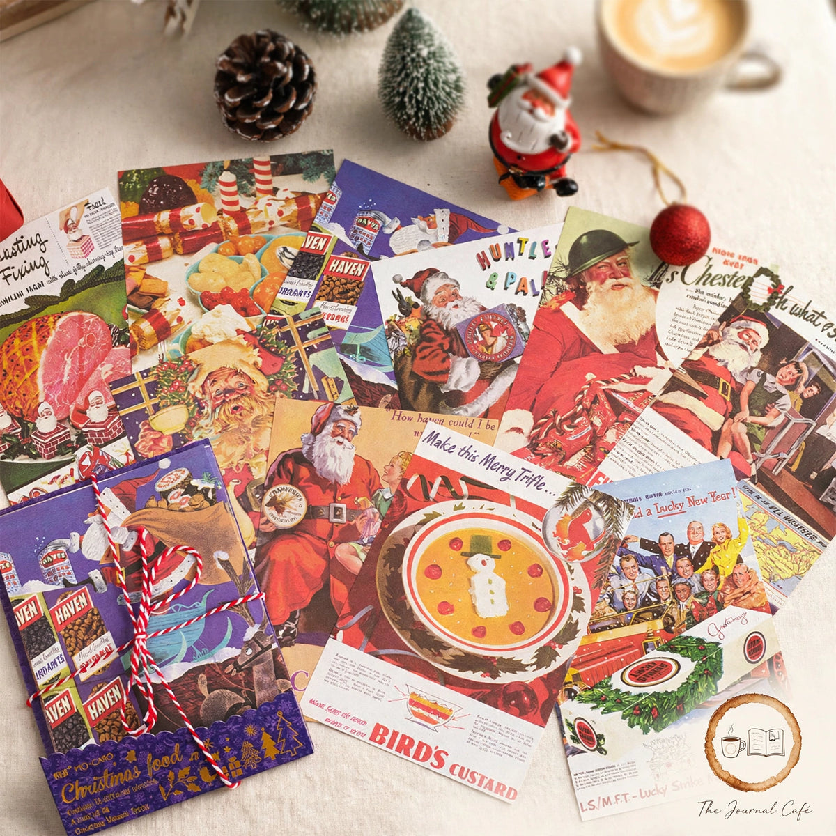 Christmas DIY journal sheets — product photo 7 styled on a cream café table, The Journal Café
