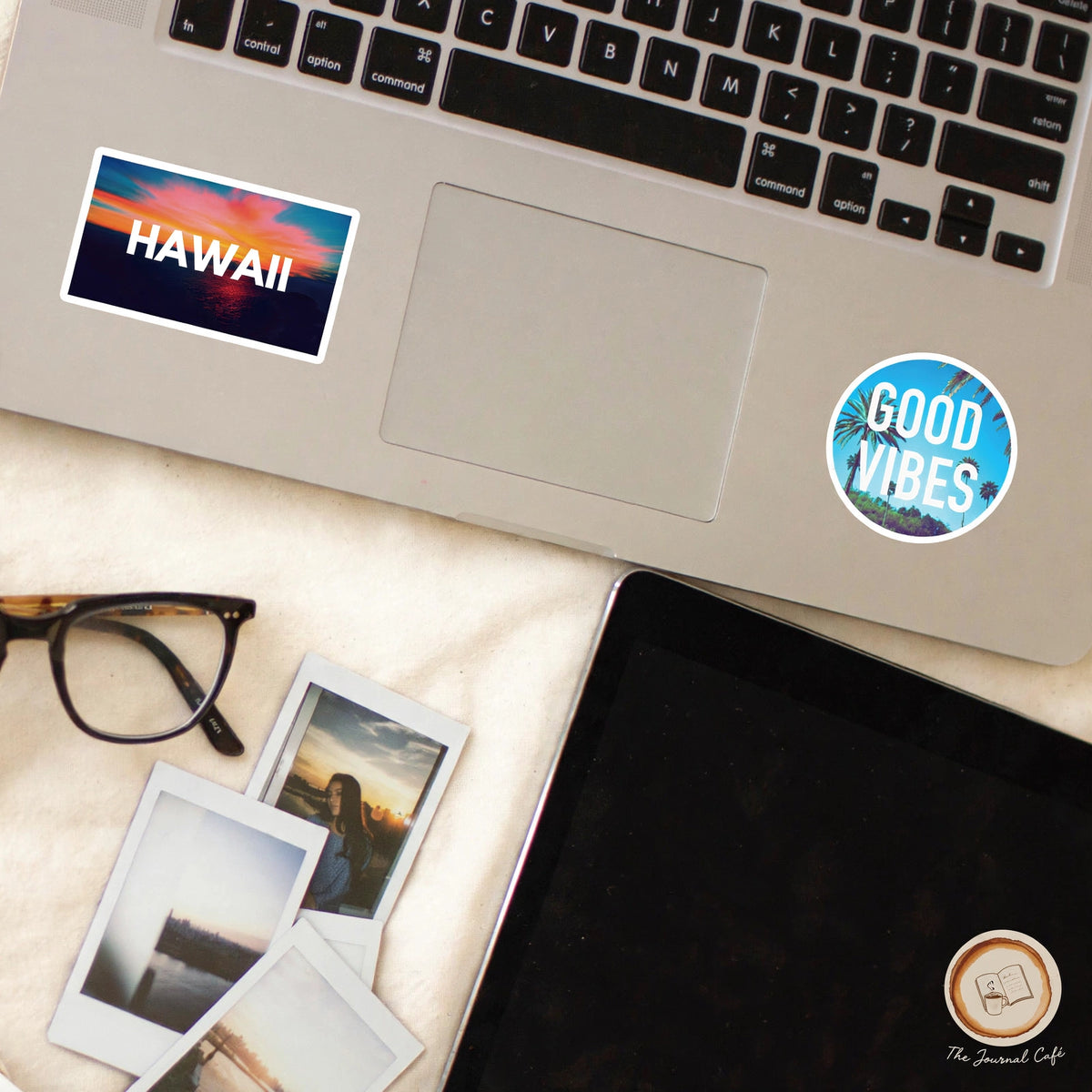 Hawaii summer washi tape — product photo 5 styled on a cream café table, The Journal Café