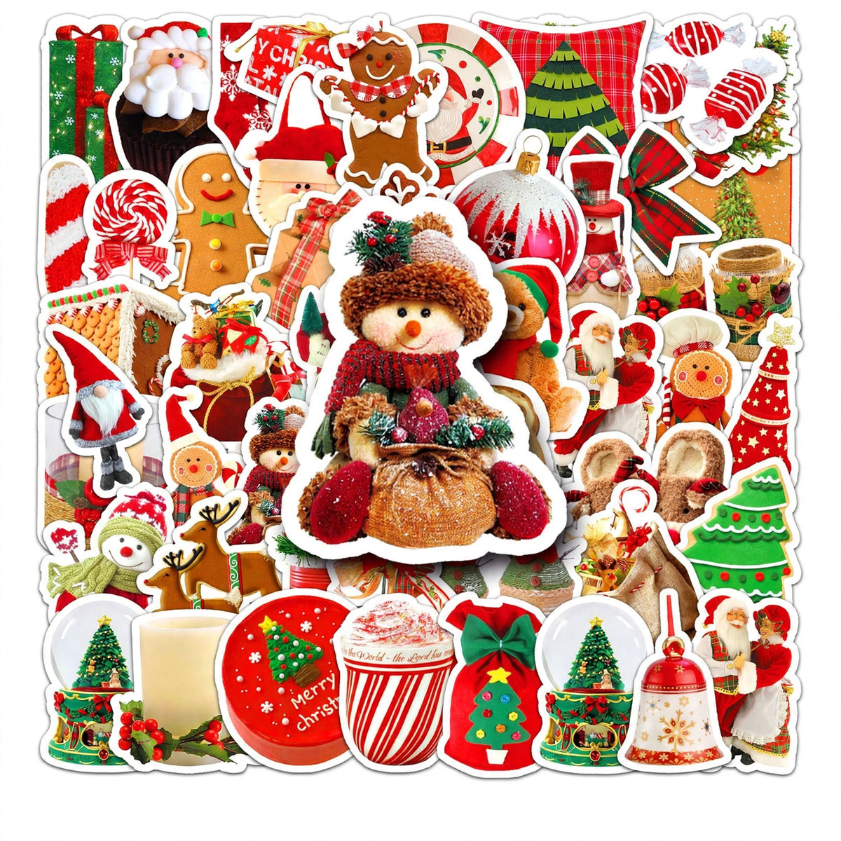 Christmas sticker collage — 50 unique festive stickers